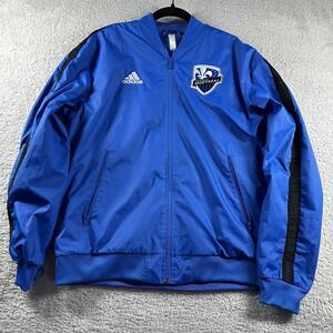 Adidas Montreal Impact Satin Bomber Jacket Mens Medium Blue Lightweight Full Zip